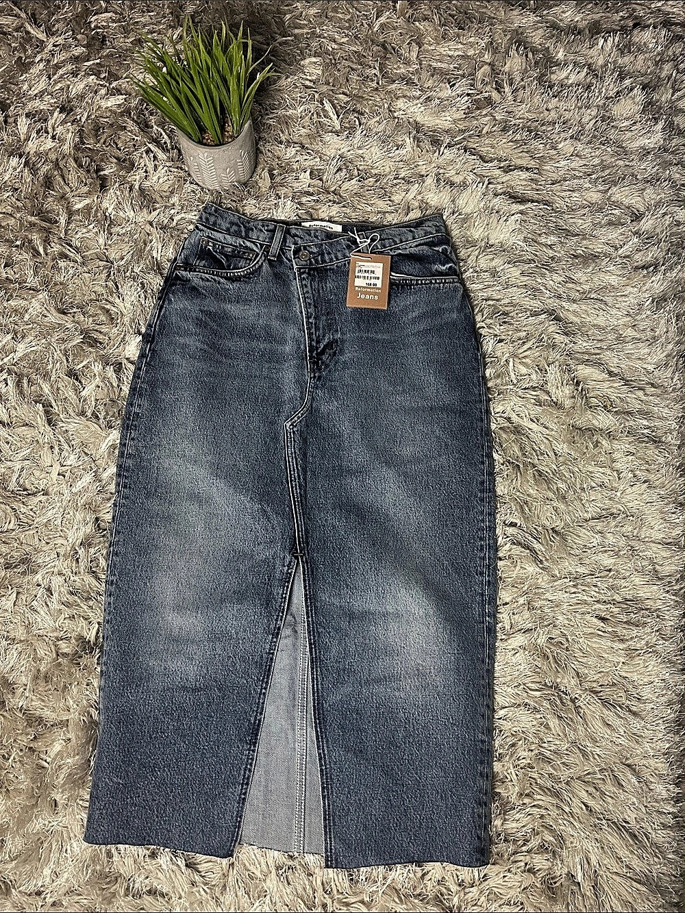 Reformation Nila Long Denim Skirt Waist 28 NWT